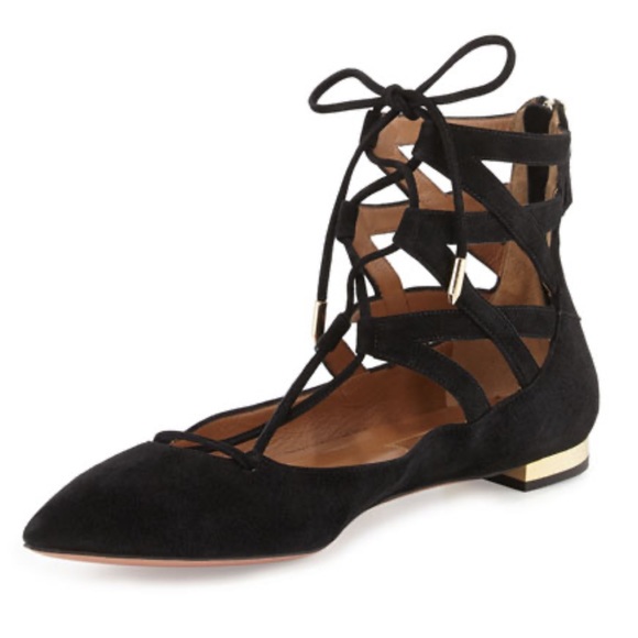 AQUAZZURA - BELGRAVIA lace-up flats - Picture 1 of 6